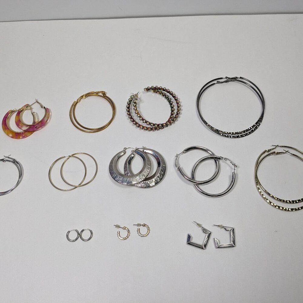 Hoop Earrings Lot 12 Fashion Jewelry Ready to Wear Variety Colors Styles